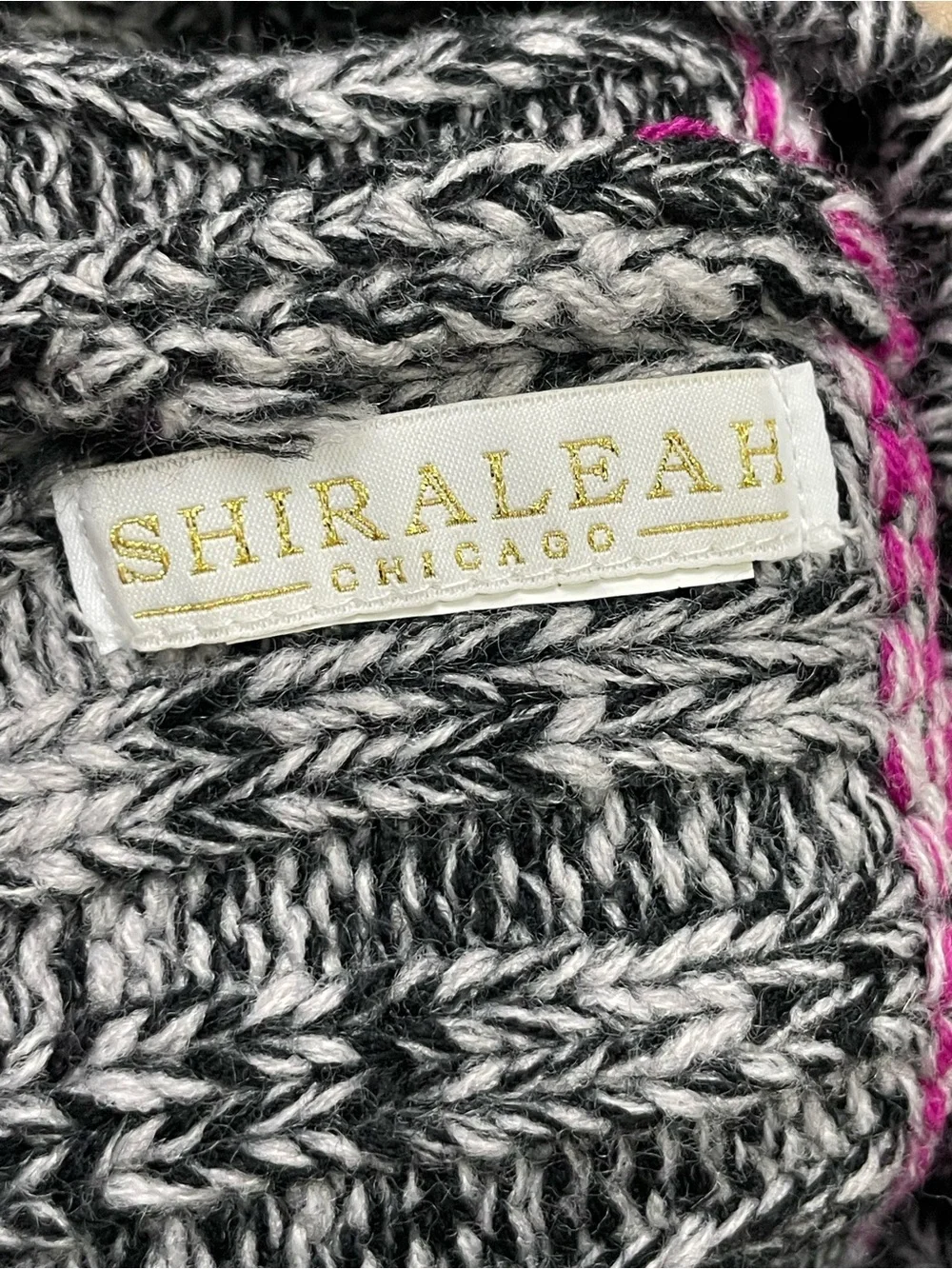 Shiraleah Black, Gray & Magenta Knit Beanie with Fingerless Gloves